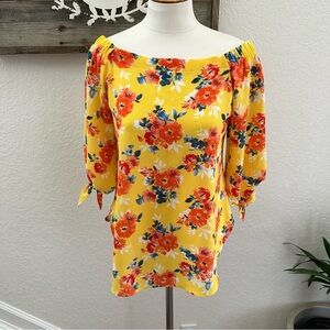 Stitch Fix Status Grassley off the shoulder yellow floral top blouse size S NWT